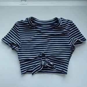 Robin Piccone Ava Bikini Tee in navy white stripe